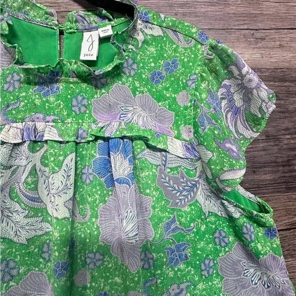 Joie Green and Blue Floral Blouse - Picture 7 of 9
